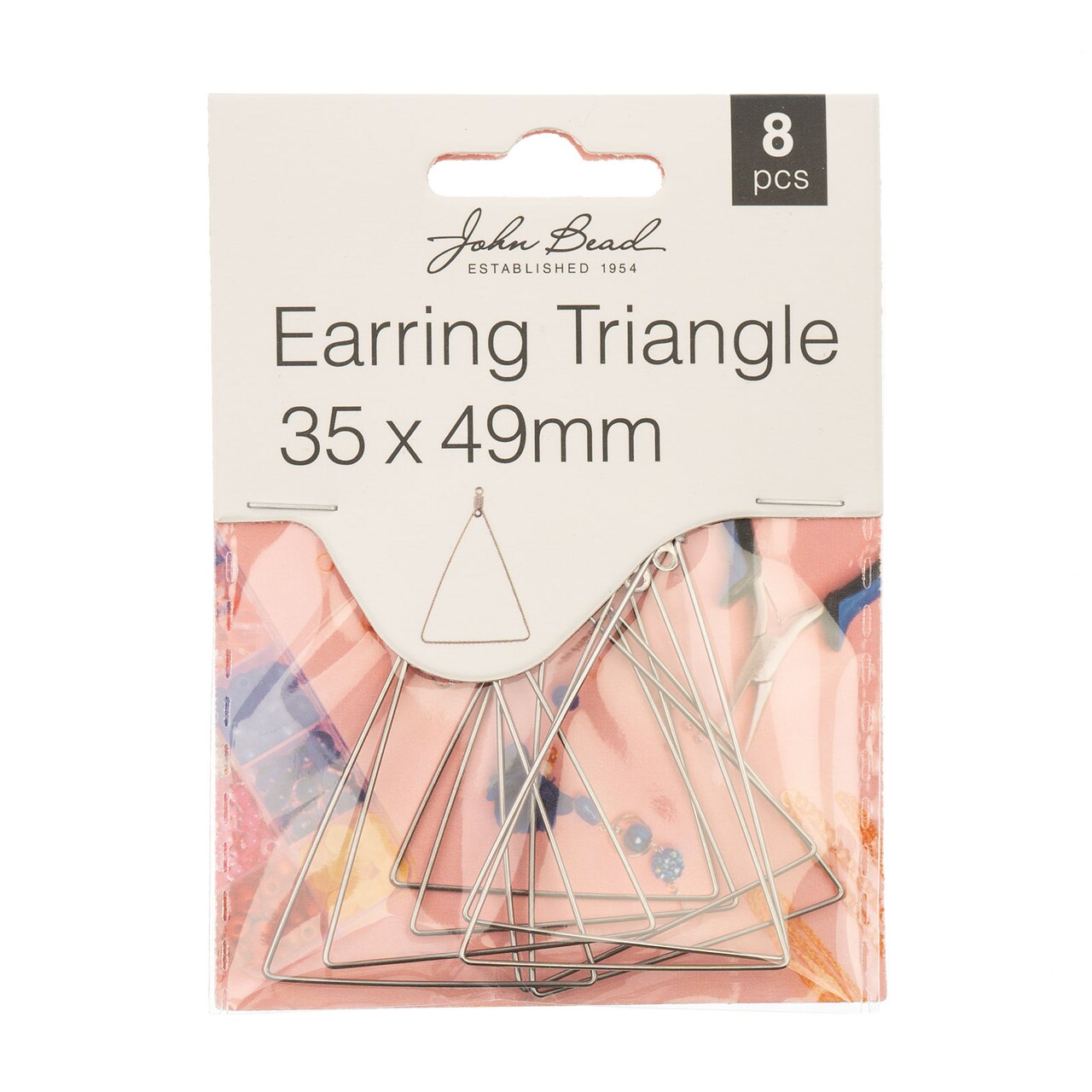 John Bead 35x49mm Triangle Shape Earring Must Have Findings, 8pcs